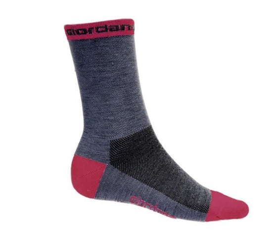 Giordana Merino Wool Sock - Grey/Pink